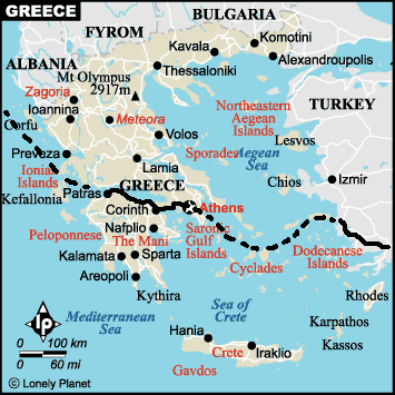 overzichtkaart route in Griekenland